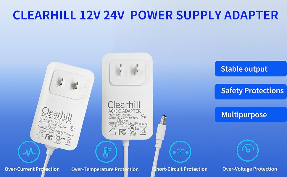Clearhill 12V 24V Power Supply Adapter