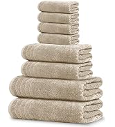 Tens Towels Pack of 8 Towels Set, 2 Extra Large Bath, 2 Hand, 4 Washcloths, 100% Cotton, Lighter ...