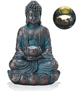 Bshine Solar Buddha Statue Outdoor Lights - Waterproof Garden Statue with Lotus, Meditation Zen S...