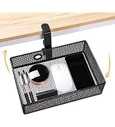 Euyona Mesh Desk Organizer and Clamp-on Swivel Pencil Drawer, Desk Hidden Extra Sturdy C-Clamp Mo...
