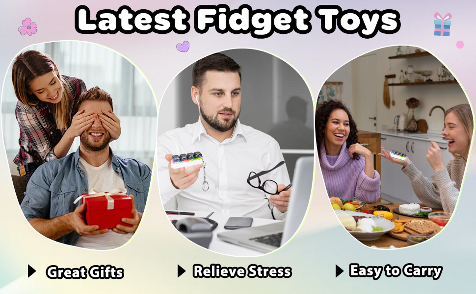 Keyboard Fidget Toy for Adults Keyboard Clicker with LED Light Keychain