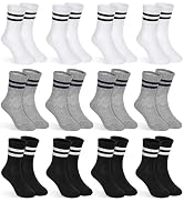 GENTABY 12 Pairs Boys Toddler Socks, Crew Kids Socks Breathable Athletic Sock with Retro Stripes ...