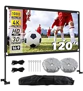 Projector Screen with Stand, Taotique 120 inch Portable Movie Front and Rear Projection Screen Th...