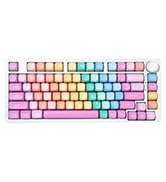 Hunfuthr Rainbow MOA Profile Keycaps, 126 Keys Cute Candy PBT Keycaps Set, 65 Percent Colorful Cu...
