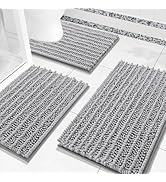 Arotive Chenille Bathroom Rugs Set 3 Piece, Extra Soft Absorbent Shaggy Bath Mat and U-Shaped Con...