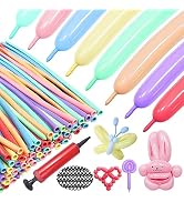 KAWKALSH 150pcs 260 Long Balloons with Pump, Assorted Colors Animal Balloons Premium Pastel Latex...
