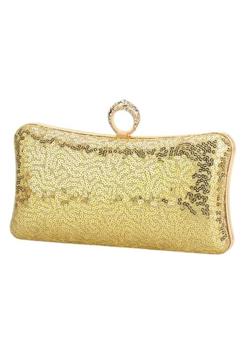 Sequin Clutch Bag for Women, Blue Floral Embroidered Evening Purse with Wooden Base, Top Handle &...
