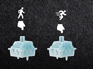 Series of light blue ice cube-shaped icons against dark textured background, showing different action figures in various poses.