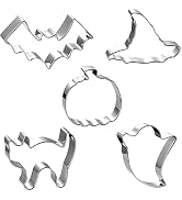 Halloween Cookie Cutters Set Large - Witch's Hat, Pumpkin, Ghost, Bat and Cat Cutter Stainless Steel