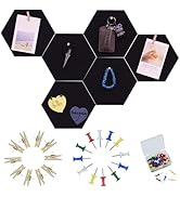 YOUDEFUL 6Pcs Black Hexagon Bulletin Board Strips,Black Felt Pin Board Bar Strips with 50 Pushpin...