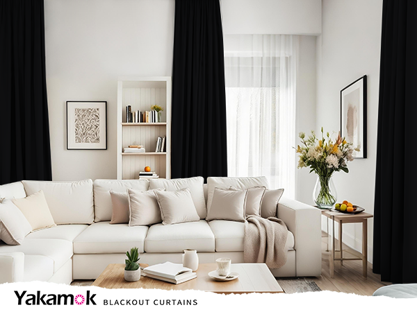 yakamok black blackout curtains for bedroom
