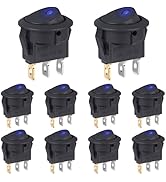 VEXUNGA Round Lighted Rocker Switch 12V 20A DC Blue Led Light Circle Rocker Switches On Off 3 Pin...