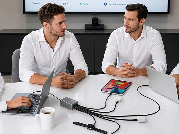 Desktop USB C fast charging station with 5ft extension cord ideal for home office desk nightstand