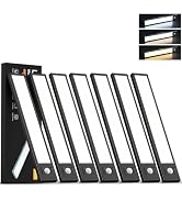 WowGlad 6Pack Under Cabinet Lighting Rechargeable -10" Ultra-Thin Black 3 Color Temps Super Brigh...