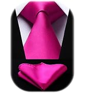 HISDERN Mens Solid Color Ties Formal Satin Necktie and Pocket Square Set Classic Wedding Business...