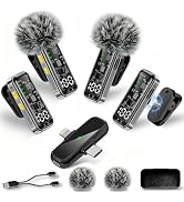 Gicorino 4-Pack Wireless Mini Lavalier Microphones for iPhone Android iPad | Noise Reduction & LE...