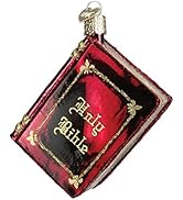 Old World Christmas Red Bible Glass Blown Ornament for Christmas Tree, Handcrafted Holiday Decora...