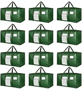 12 Pack Extra Large Moving Bags Heavy Duty with Clear Window and Zippers & Carrying Handles, Clos...