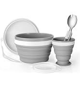 Odoland Mess Kit for Camping 1 Person with Silicone Collapsible Bowl Collapsible Cup & Stainless ...