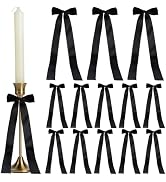 HOBBIESAY 16Pcs Satin Ribbon Black Bow Decor Black Self Adhesive Bow Candlestick Decor Gift Wrapp...