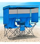 Double Camping Chair with Canopy Shade