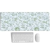 PaJiaNi Sage Green Chinoiserie Mouse Pad,Sage Green Floral Desk Mat,XL Large Greens Floral Preppy...