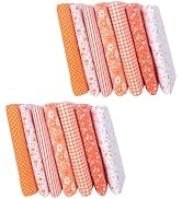 14Pcs Top Orange Cotton Craft Fabric Bundle Squares Patchwork,DIY Sewing Scrapbooking Quilting Fl...
