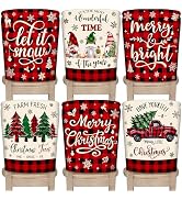TREWAVE Christmas Chair Covers Set of 6 Buffalo Plaid Chair Back Covers Holiday Dining Chair Slip...