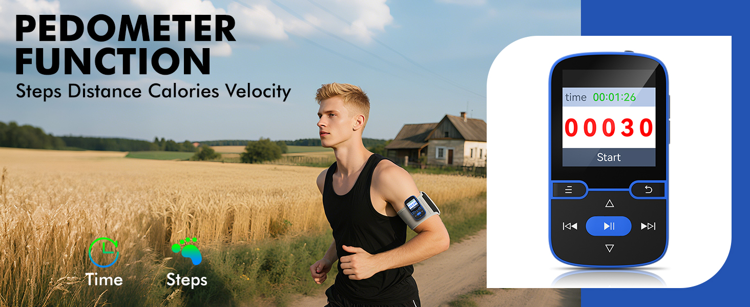 64GB MP3 Player Bluetooth 5.3 with Clip, HiFi Sports Music Player, 1.5 Inch Screen MP3 Player