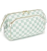 Fammart Travel Makeup Bag for Women, Waterproof Checkered Cosmetic Cosmetic Bag Make Up Organizer...