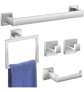 5-Piece Bathroom Accessories Set - 304 Stainless Steel Towel Racks for Bathroom - Include Wall-Mo...