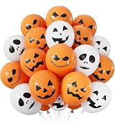 Halloween Balloons, 12 Inch Ghost Balloon, 50 Pcs Orange and White Spooky Pumpkin Latex Balloons ...