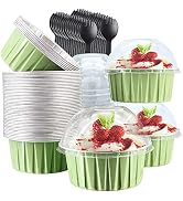 Aluminum Foil Baking Cups with Lids 50 Pack,Free-Air 5oz Large Cupcake Liners Muffin Cups,Disposa...