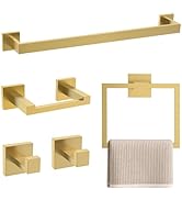 TURS Brushed Gold 5-Piece Bathroom Hardware Set Towel Bar Set SUS304 Stainless Steel Towel Racks ...