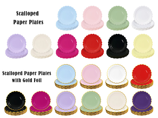 scalloped paper plates disposable dinner plates party plates birthday plates dessert plate gold foil