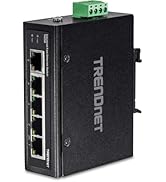 TRENDnet 5-Port Industrial Unmanaged Fast Ethernet DIN-Rail Switch, 5 x Fast Ethernet Ports, IP30...