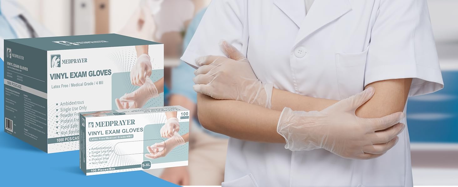 gloves disposable vinyl large medical latex free powder surgery rubber cleaning cooking Plástica