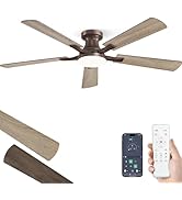 ZMISHIBO 52 Inch Ceiling Fan with Light, App&Remote Contorl, Flush Mount Low Profile, Dimmable 20...