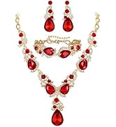 BriLove Wedding Bridal Jewelry for Women Multi Teardrop Cluster Crystal Statement Necklace Dangle...