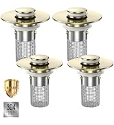 Bathroom Sink Drain Strainer,(4PCS) Pop-up Sink Drain Strainer with Removable Stainless Steel Str...