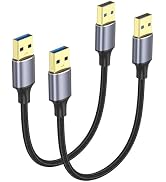 ApoJodly USB Cable 6 inch 2-Pack, Short USB A to USB A Cable Male to Male 3.0 Double Sided Cord 0...