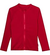SwimZip UPF 50+ Kids Long Sleeve Zipper Rash Guard Swim Shirt (Multiple Colors)