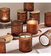 DARJEN 10 Pack Amber Candle Jars for Making Candles- 7.5 OZ Empty Glass Candle Making Jars with B...