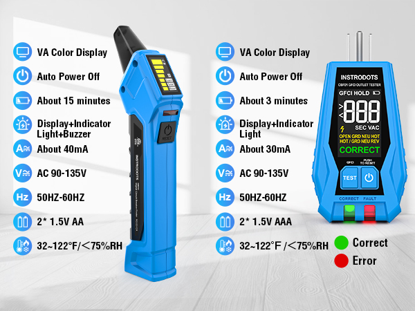 Circuit Breaker Finder & GFCI Outlet Tester with Digital LCD Display