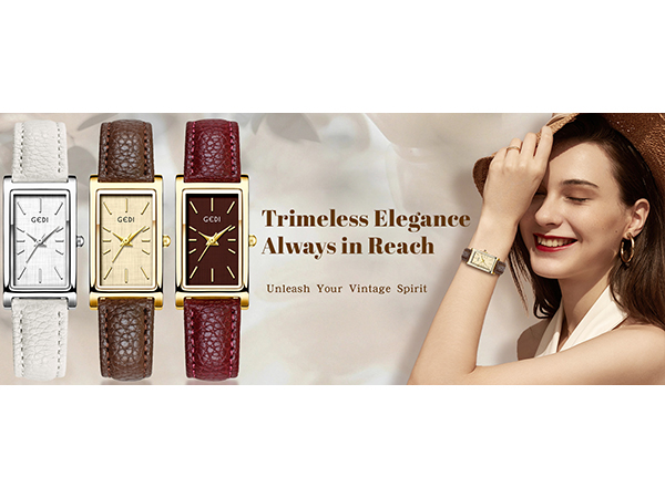 Vintage Women's Rectangle Wristwatch Classic Ladies Analog Quartz Watch
