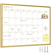 Marribol Golden Monthly Dry Erase Calendar Whiteboard for wall-16"X12" Portable Aluminum Frame,Ma...
