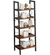 ALISENED 5 Tier Bookshelf, Storage Rack Shelves with Steel Frame, Tall Bookcase Shelf Storage Org...
