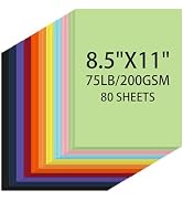 Cardstock 8.5 X 11, 80 Sheets 10 Colors Card Stock, 75lb/ 200gsm Copy Paper, Cardstock Printer Pa...