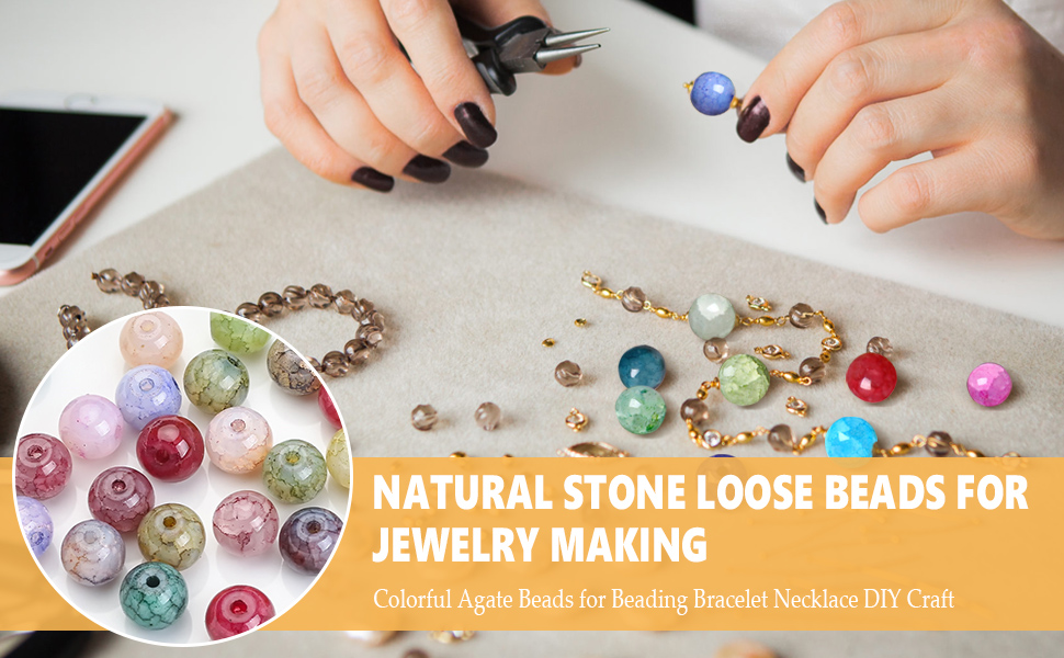 Natural Stone Beads Agate Gemstone Colorful Loose Beads for DIY Jewelry Making