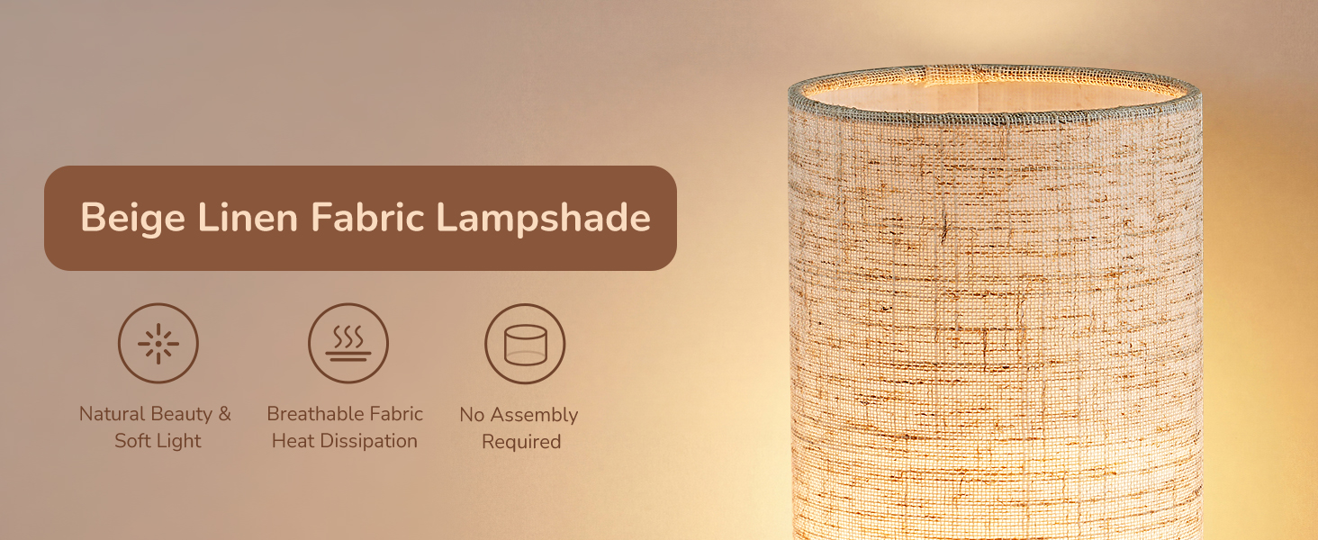 BEIGE LINEN LAMPSHADE TABLE LAMP